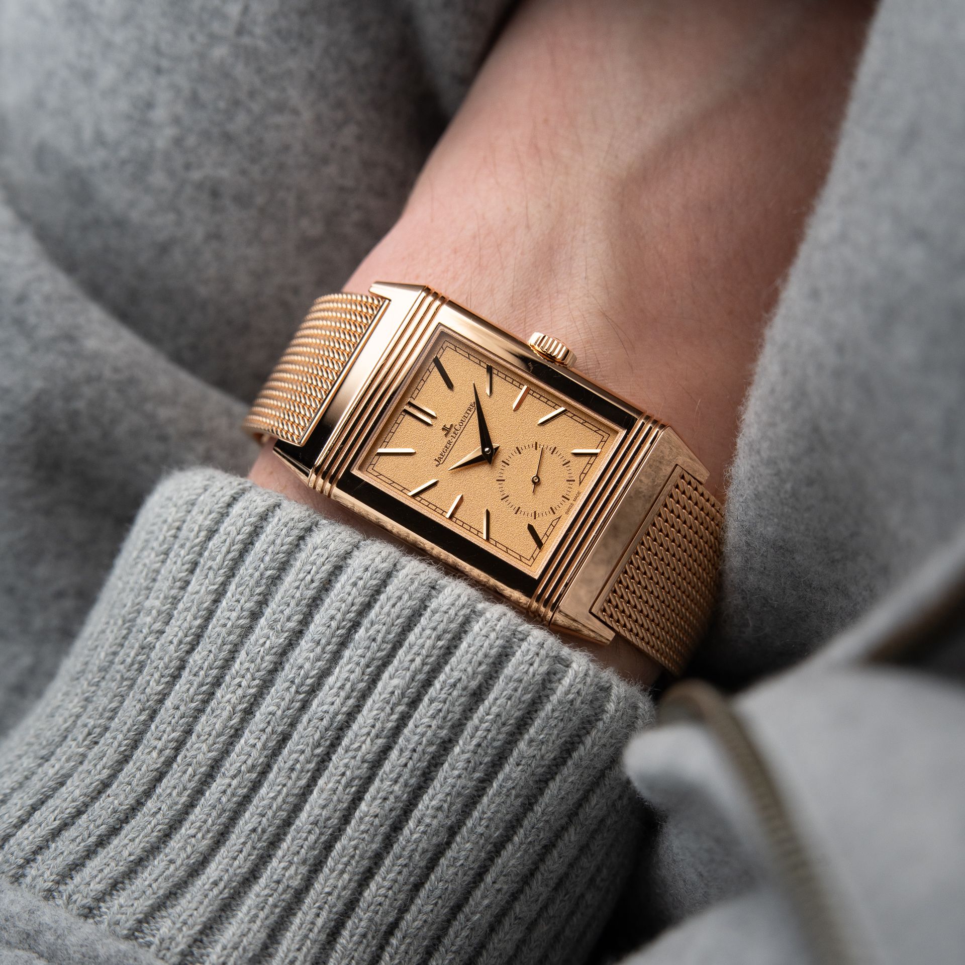 Jaeger-LeCoultre Reverso Tribute Q2/2026 Monoface Rose Gold Mesh Bracelet