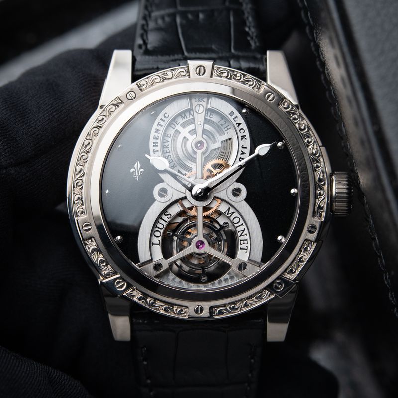 Louis Moinet PIECE UNIQUE Black Jade White Gold Engravings Tourbillon 46mm