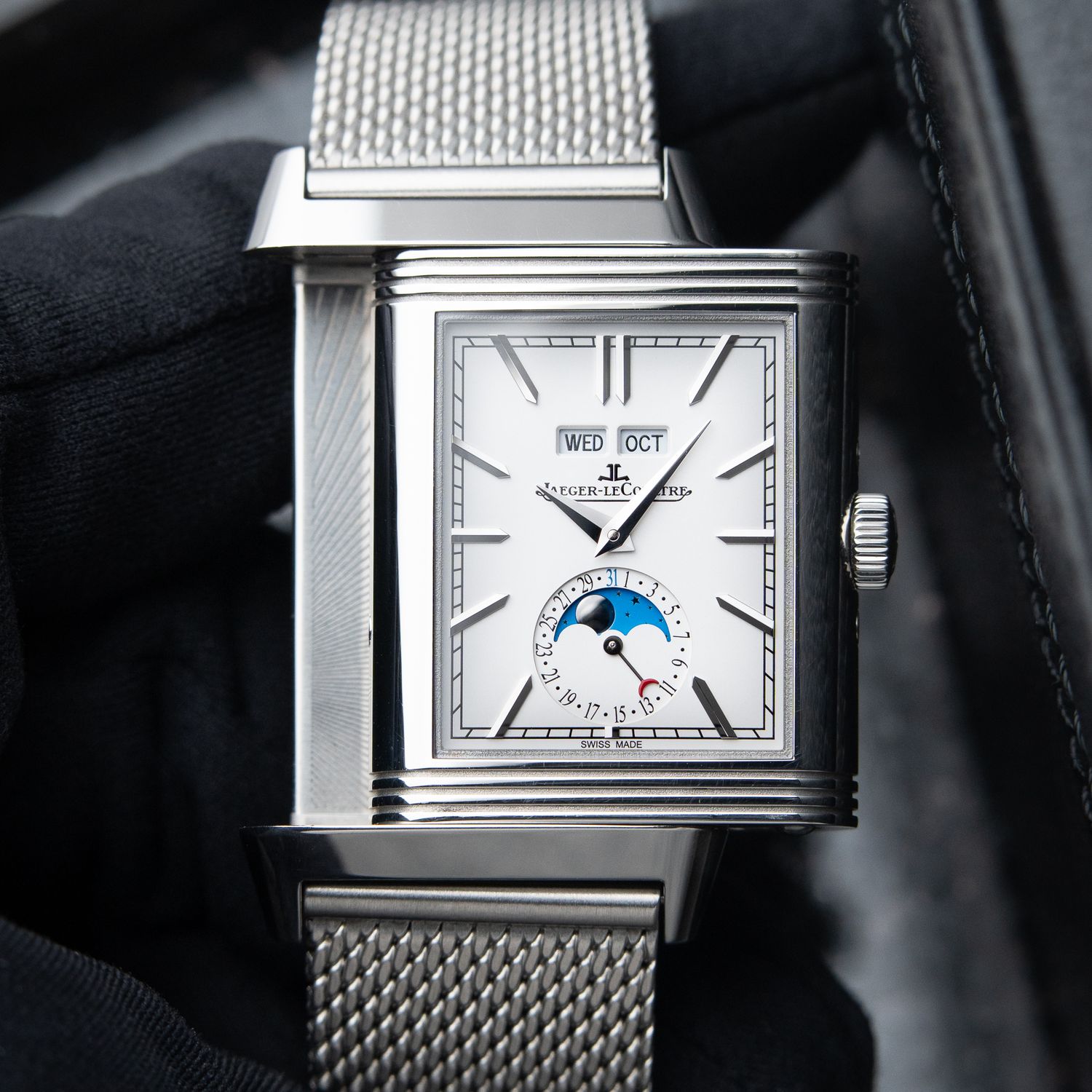 Jaeger-LeCoultre Reverso Tribute MESH Duoface Calendar Moonphase Blue Set
