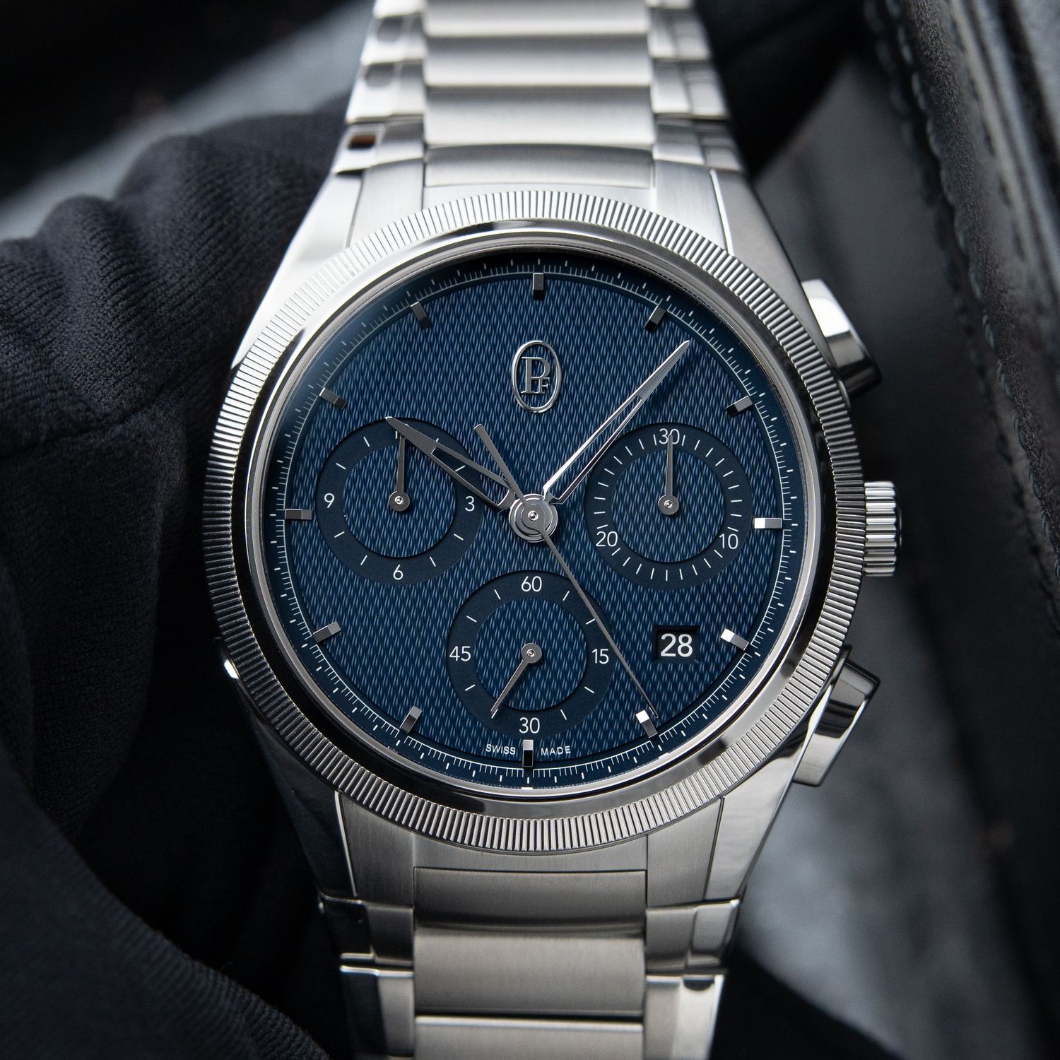 Parmigiani Fleurier Tonda PF UNWORN Milano Blue Chronograph Platinum Bezel Steel
