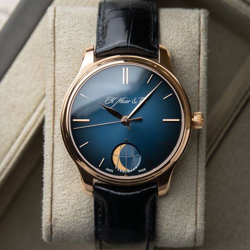 H.Moser & Cie. Endeavour Perpetual Moon SERVICED 6/2025 Rose Gold Blue Set