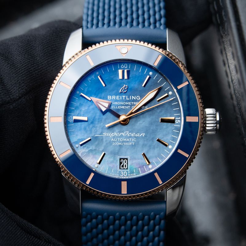 Breitling SuperOcean Heritage RARE Blue Mother of Pearl Red Gold Limited Edition