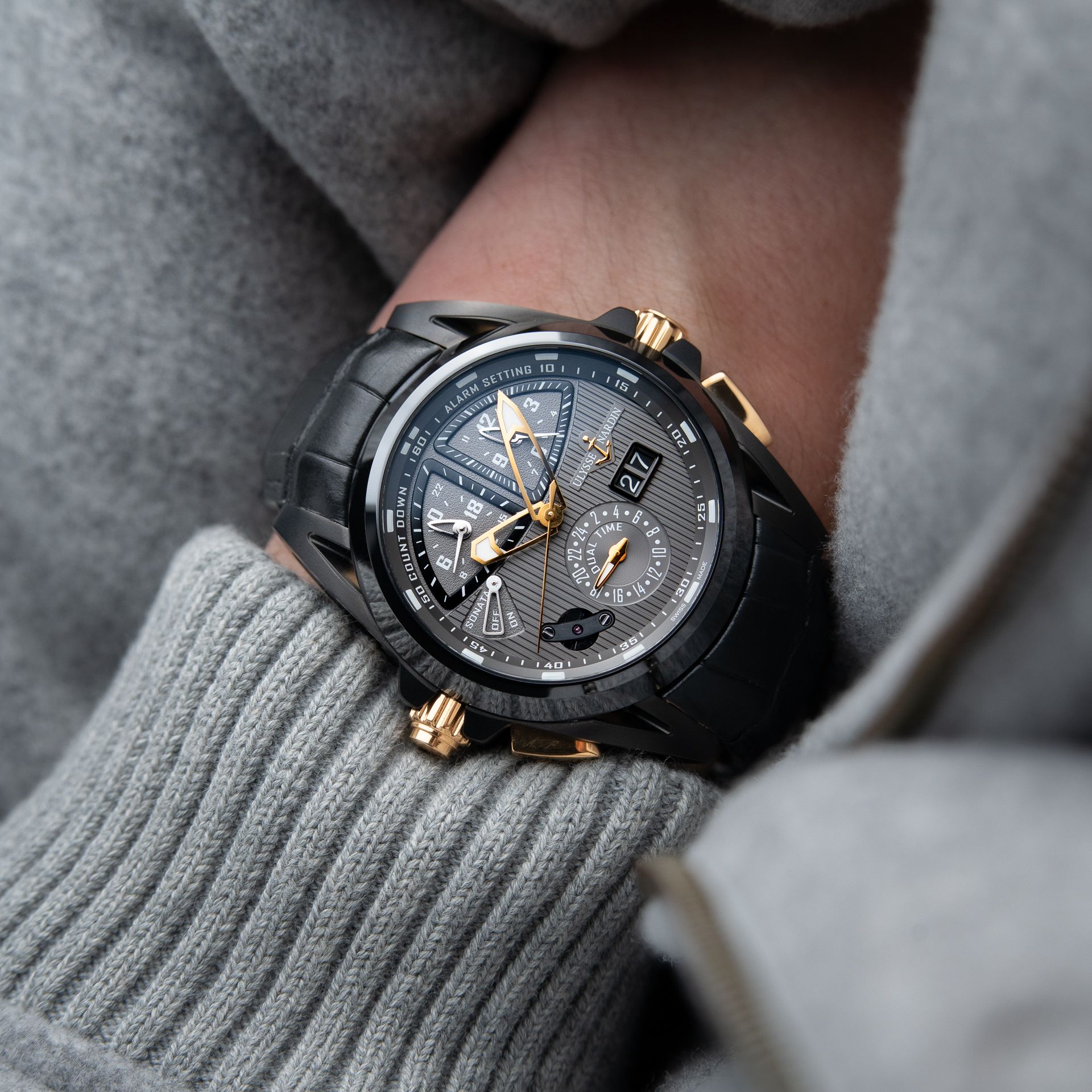Ulysse Nardin Sonata Streamline Cathedral Dual Time Alarm Black Titanium