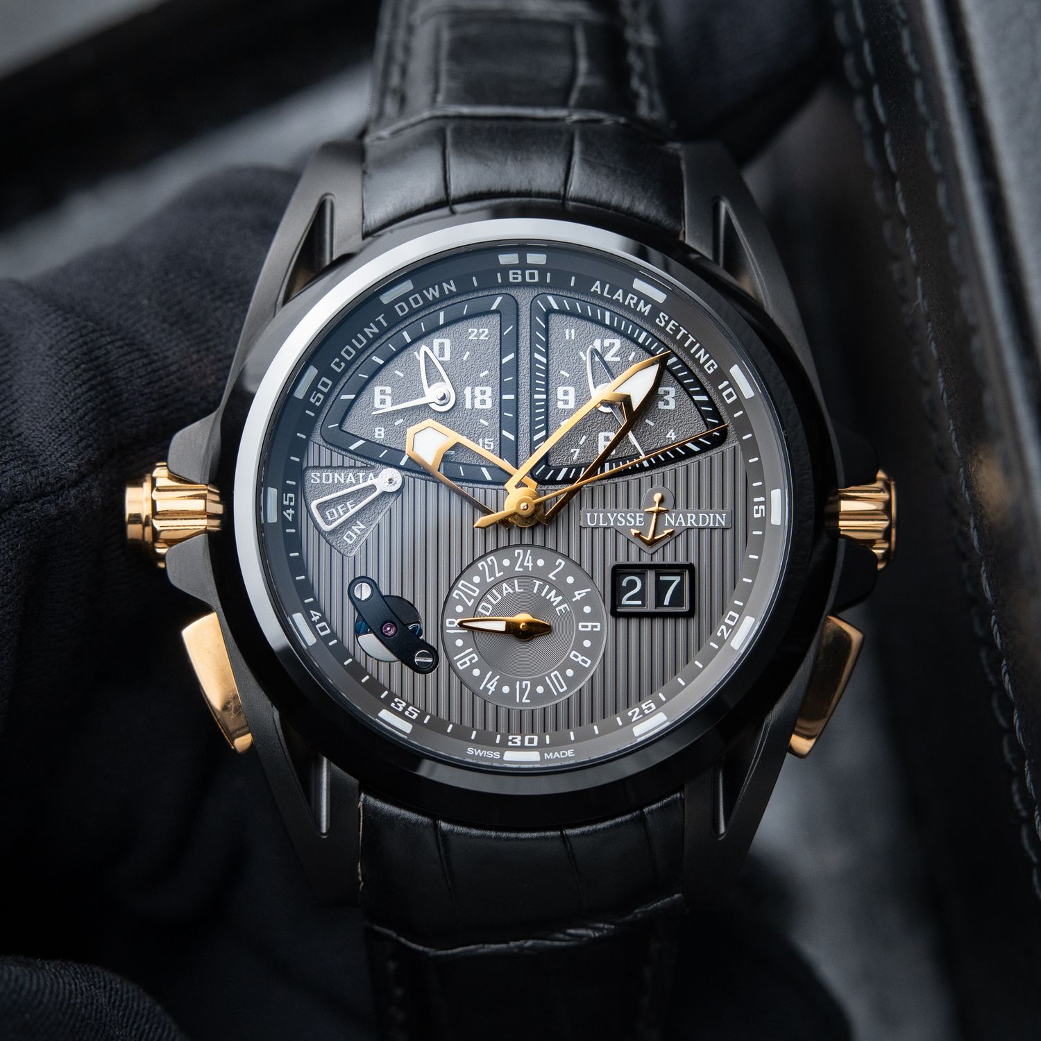 Ulysse Nardin Sonata Streamline Cathedral Dual Time Alarm Black Titanium Ulysse Nardin Sonata Streamline Cathedral Dual Time Alarm Black Titanium
