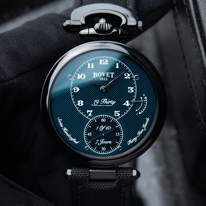 Bovet 19Thirty Fleurier Blue Guilloché RARE 2025 Limited Edition Black DLC Steel