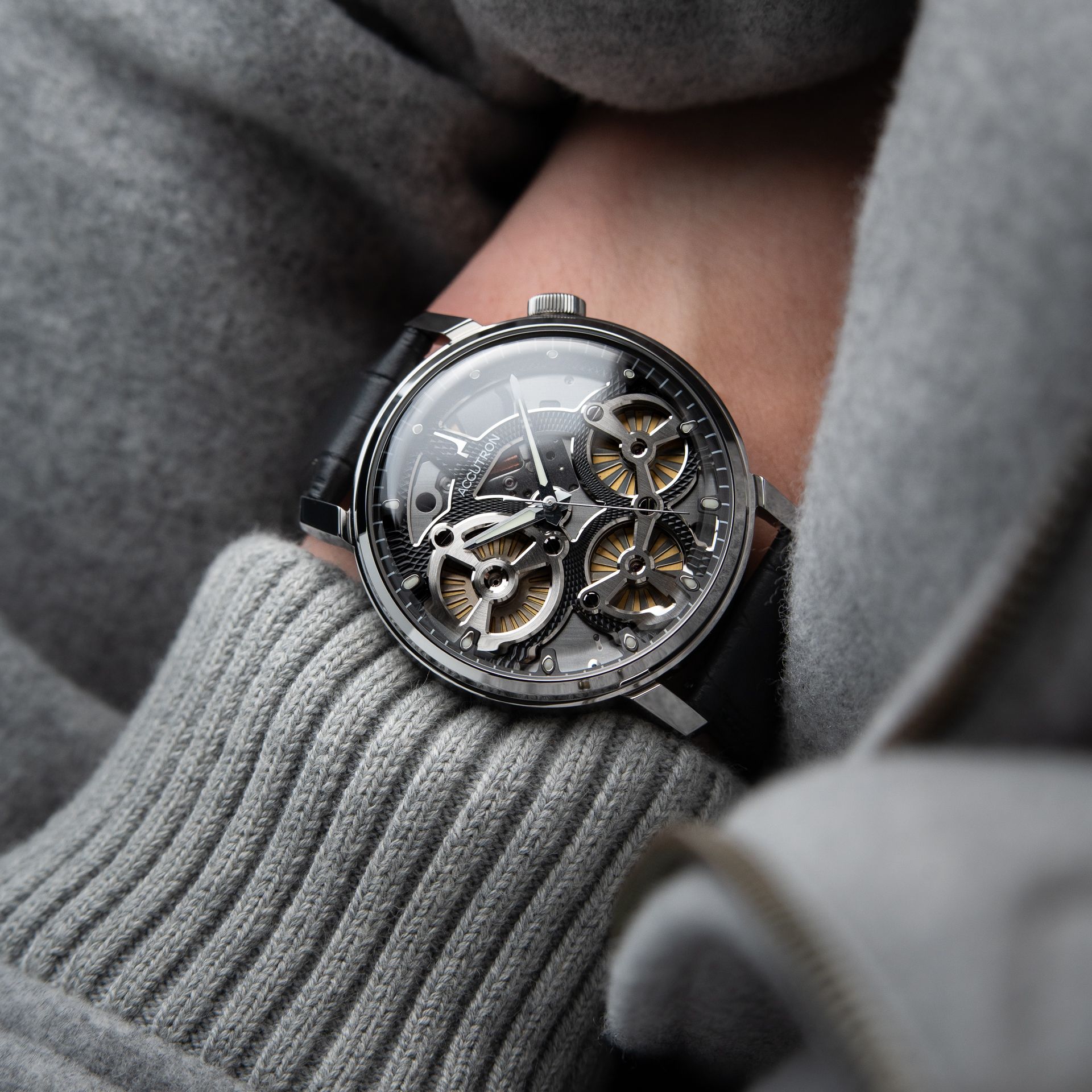 Accutron Spaceview Evolution Electrostatic 2025 CLEAN Grey Skeleton Steel