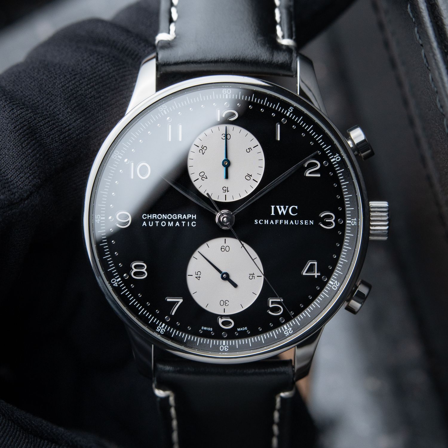 IWC Portugieser Chronograph Reverse Panda Black Dial Steel Portuguese 40.9
