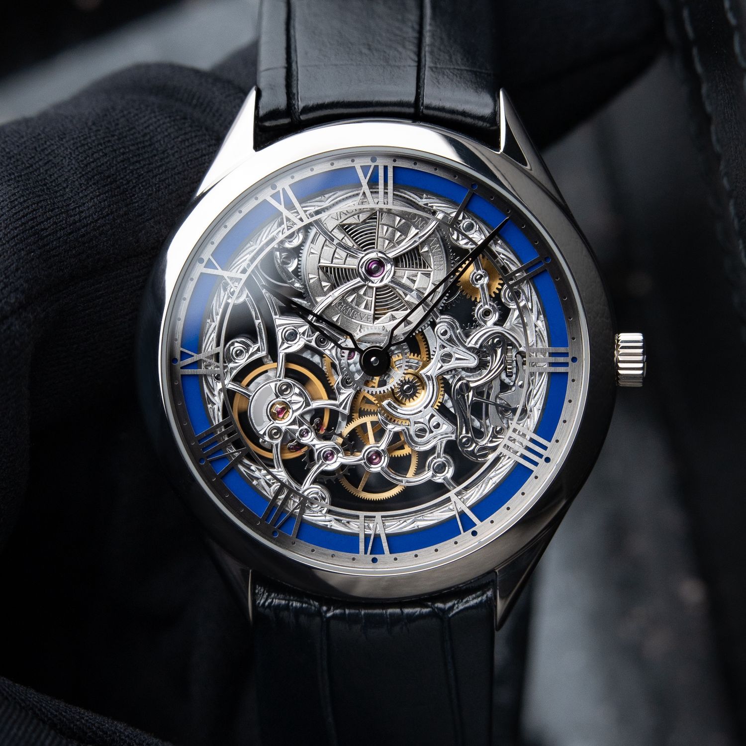 Vacheron Constantin Métiers d'Art RARE White Gold Blue Enamel Skeleton 40 Vacheron Constantin Métiers d'Art RARE White Gold Blue Enamel Skeleton 40