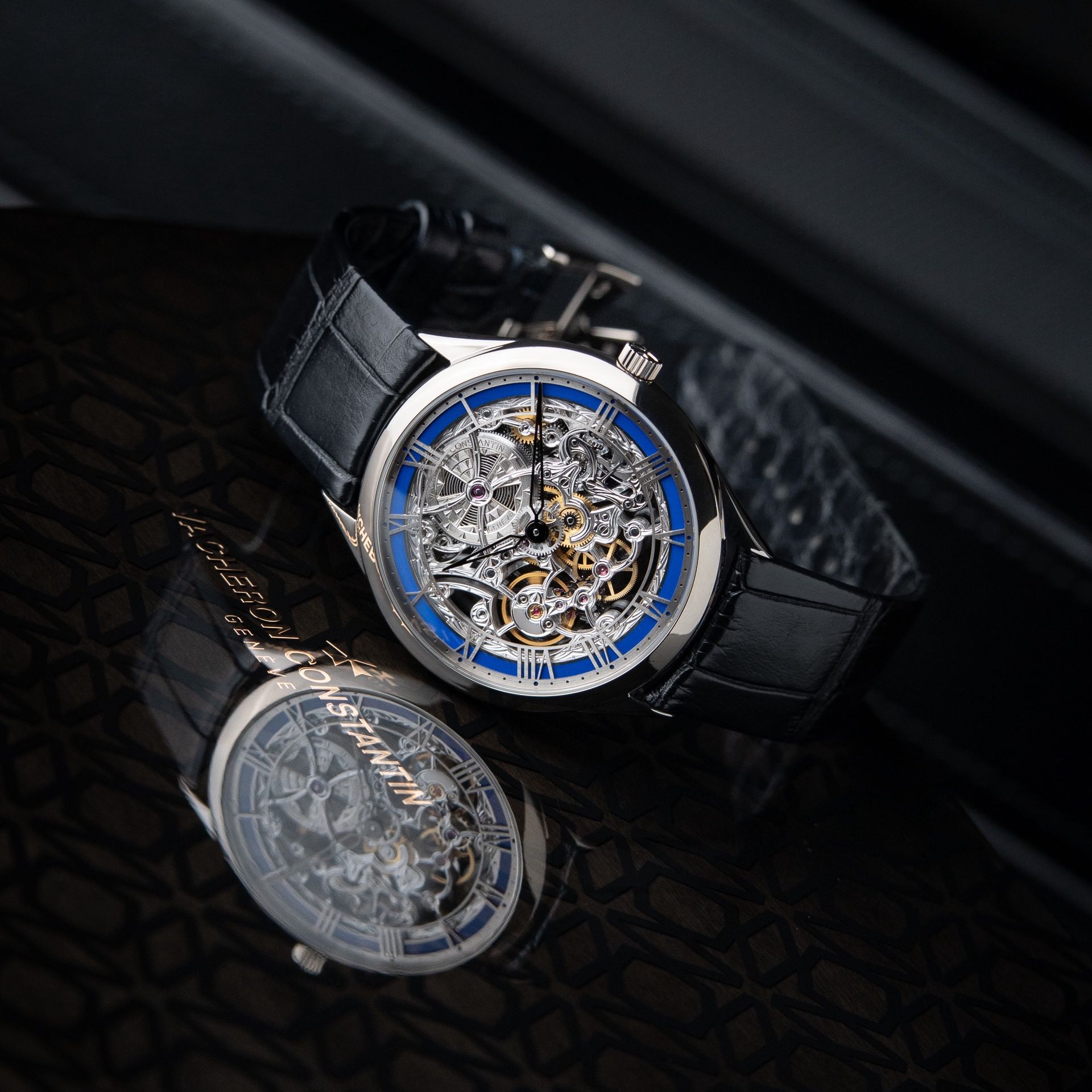Vacheron Constantin Métiers d'Art RARE White Gold Blue Enamel Skeleton 40