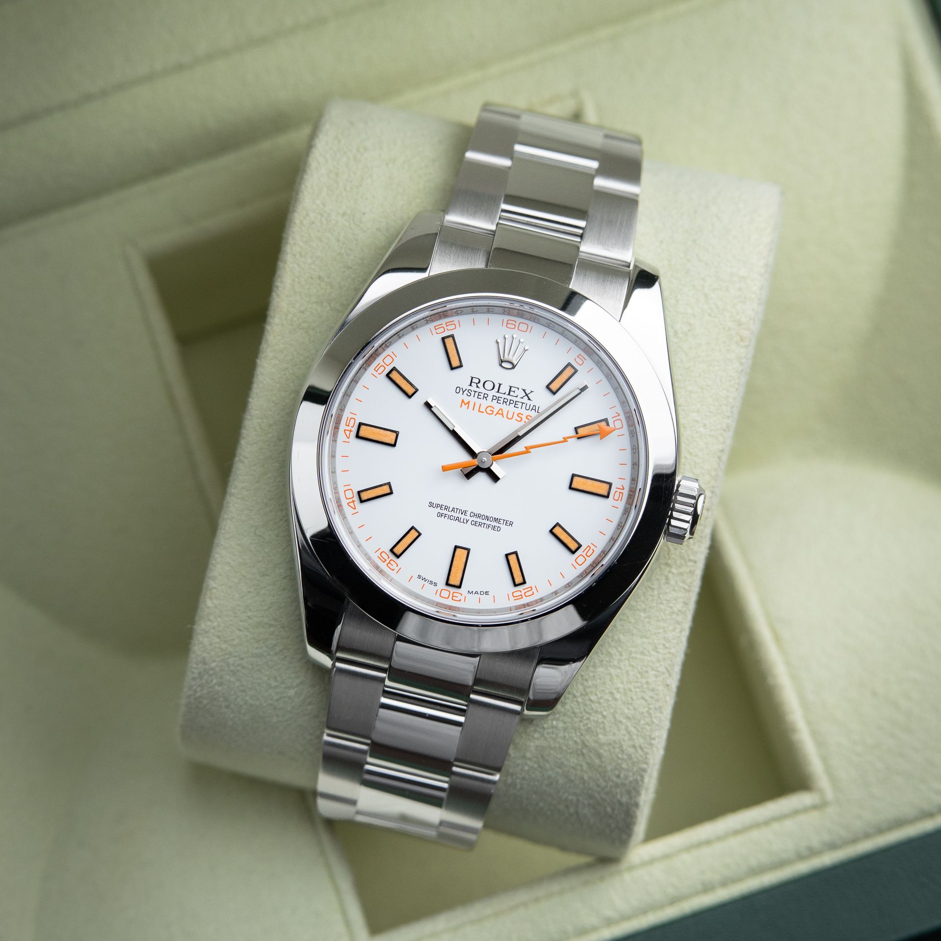 Rolex Milgauss Oyster Perpetual 40mm White Dial SERVICED Steel Bracelet