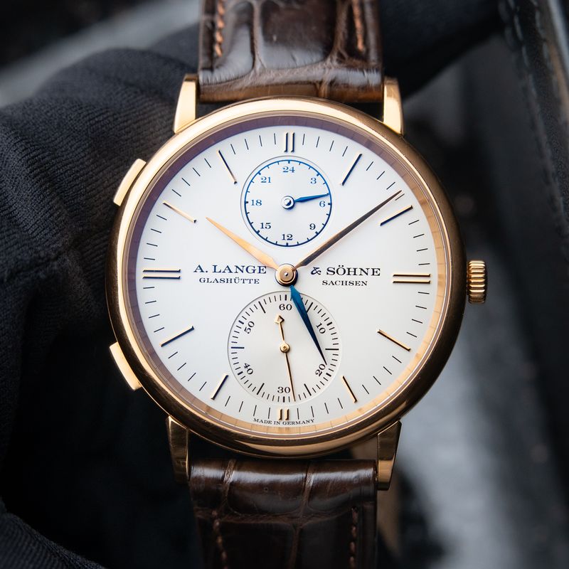 A. Lange & Söhne Saxonia Dual Time Rose Gold Silver Dial Automatic 38.5mm