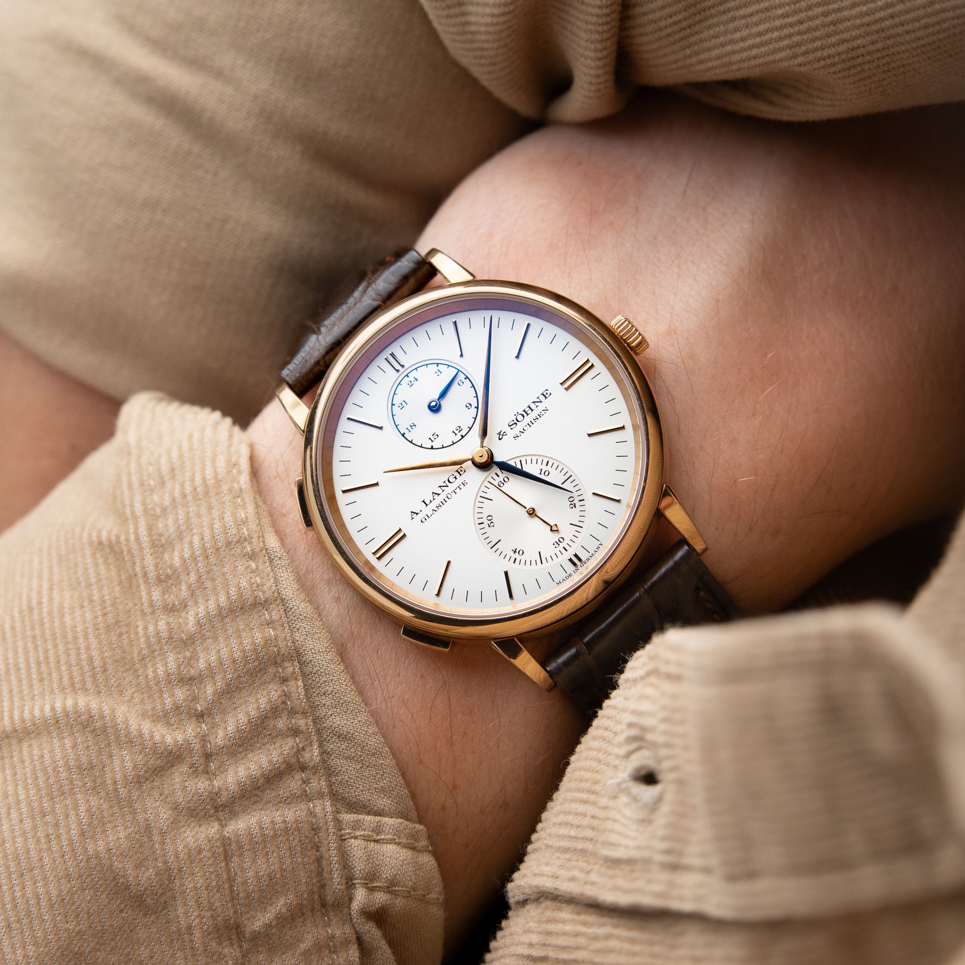 A. Lange & Söhne Saxonia Dual Time Rose Gold Silver Dial Automatic 38.5mm