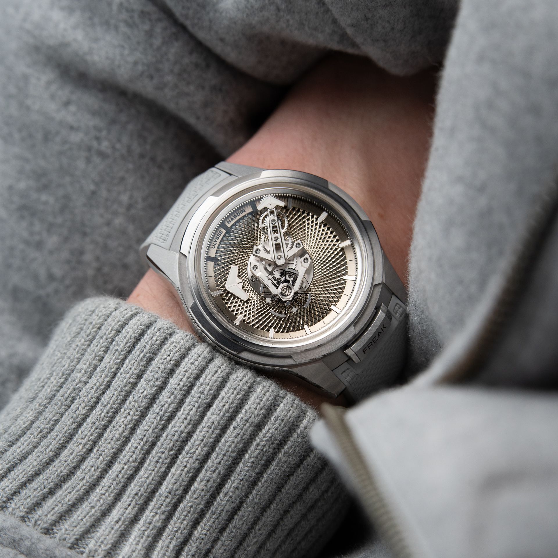 Ulysse Nardin Freak ONE NEW RELEASE Limited Edition Silver Guilloche Steel 44