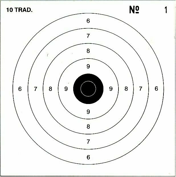 Kruisboogschijf traditioneel op duplex papier met diopter 10x10