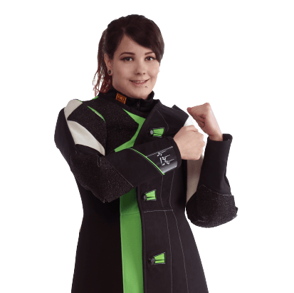 SMART zwart-groen-wit, groene bies. 3-POS TYPE