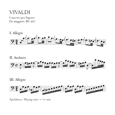Vivaldi: Fagottkonzert C-Dur RV 467 - Stimmensatz mit Partitur