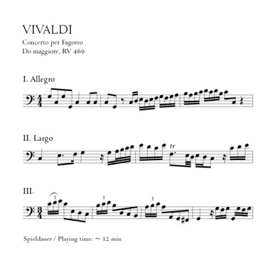 Vivaldi: Fagottkonzert C-Dur RV 469 - Stimmensatz mit Partitur