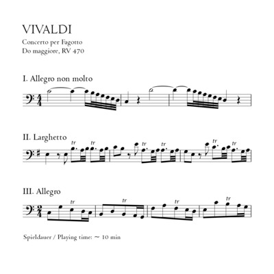 Vivaldi: Fagottkonzert C-Dur RV 470 - Stimmensatz mit Partitur