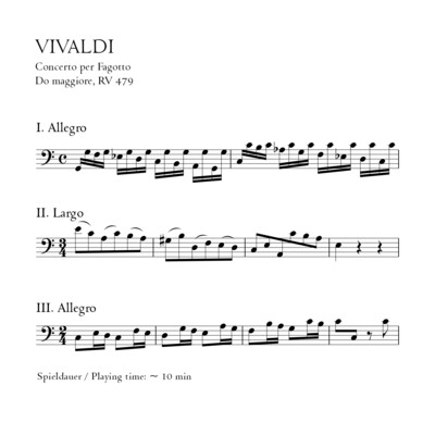 Vivaldi: Fagottkonzert C-Dur RV 479 - Stimmensatz mit Partitur