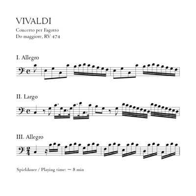 Vivaldi: Fagottkonzert C-Dur RV 474 - Stimmensatz mit Partitur