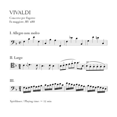 Vivaldi: Fagottkonzert F-Dur RV 488 - Stimmensatz mit Partitur