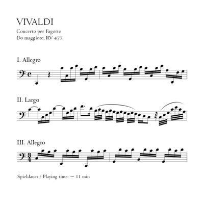 Vivaldi: Fagottkonzert C-Dur RV 477 - Stimmensatz mit Partitur