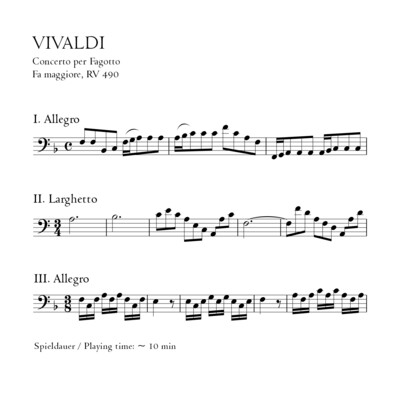 Vivaldi: Fagottkonzert F-Dur RV 490 - Stimmensatz mit Partitur