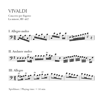 Vivaldi: Fagottkonzert a-moll RV 497 - Stimmensatz mit Partitur