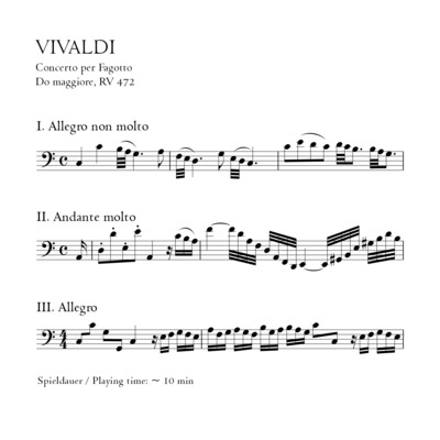 Vivaldi: Fagottkonzert C-Dur RV 472 - Stimmensatz mit Partitur