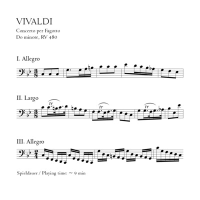 Vivaldi: Fagottkonzert c-moll RV 480 - Stimmensatz mit Partitur