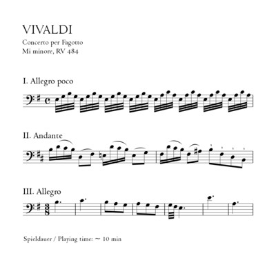Vivaldi: Fagottkonzert e-moll RV 484 - Stimmensatz mit Partitur