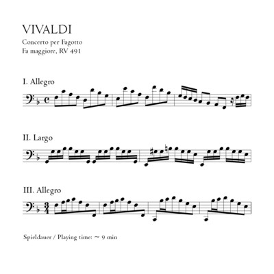 Vivaldi: Fagottkonzert F-Dur RV 491 - Stimmensatz mit Partitur
