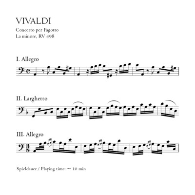 Vivaldi: Fagottkonzert a-moll RV 498 - Stimmensatz mit Partitur