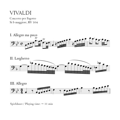Vivaldi: Fagottkonzert B-Dur RV 504 - Stimmensatz mit Partitur