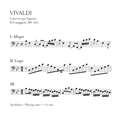Vivaldi: Fagottkonzert B-Dur RV 502 - Stimmensatz mit Partitur