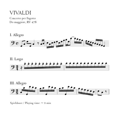 Vivaldi: Fagottkonzert C-Dur RV 478 - Klavierauszug m. Solostimme