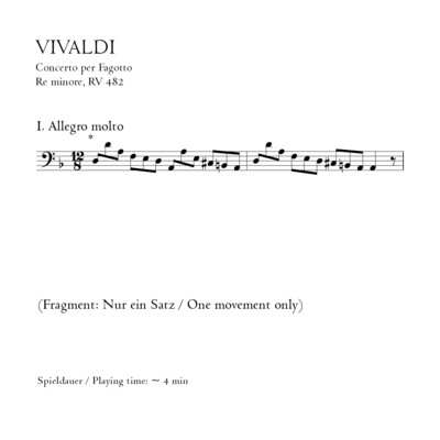 Vivaldi: Fagottkonzert d-moll RV 482 (Fragment) - Klavierauszug m. Solostimme
