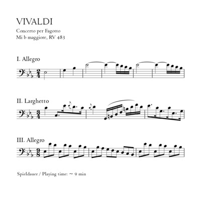 Vivaldi: Fagottkonzert Es-Dur RV 483 - Klavierauszug m. Solostimme