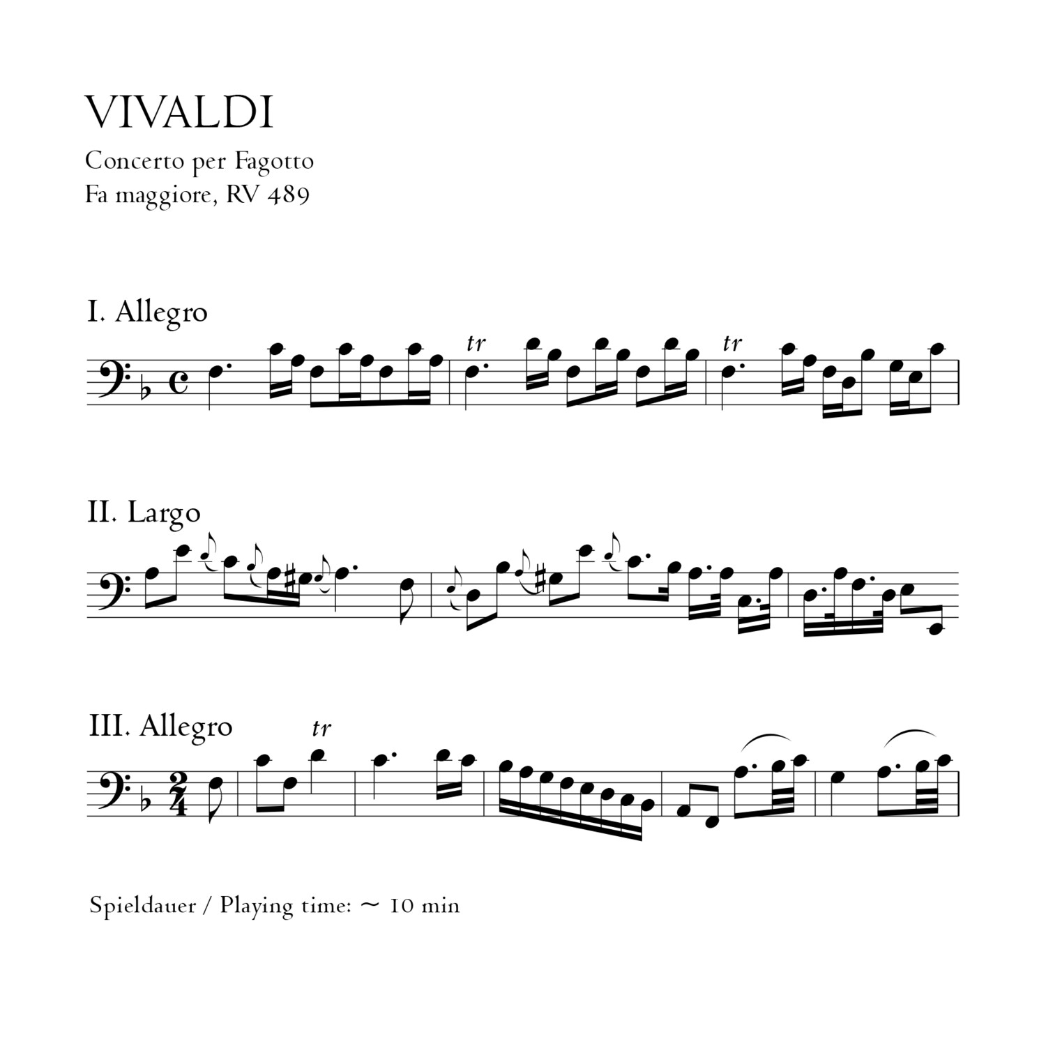 Vivaldi: Fagottkonzert F-Dur RV 489 - Studienpartitur