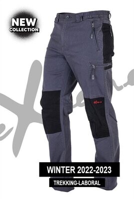 Pantalón Trekking - Laboral EXTREME algodon - elastan - Gris-Negro - INVIERNO