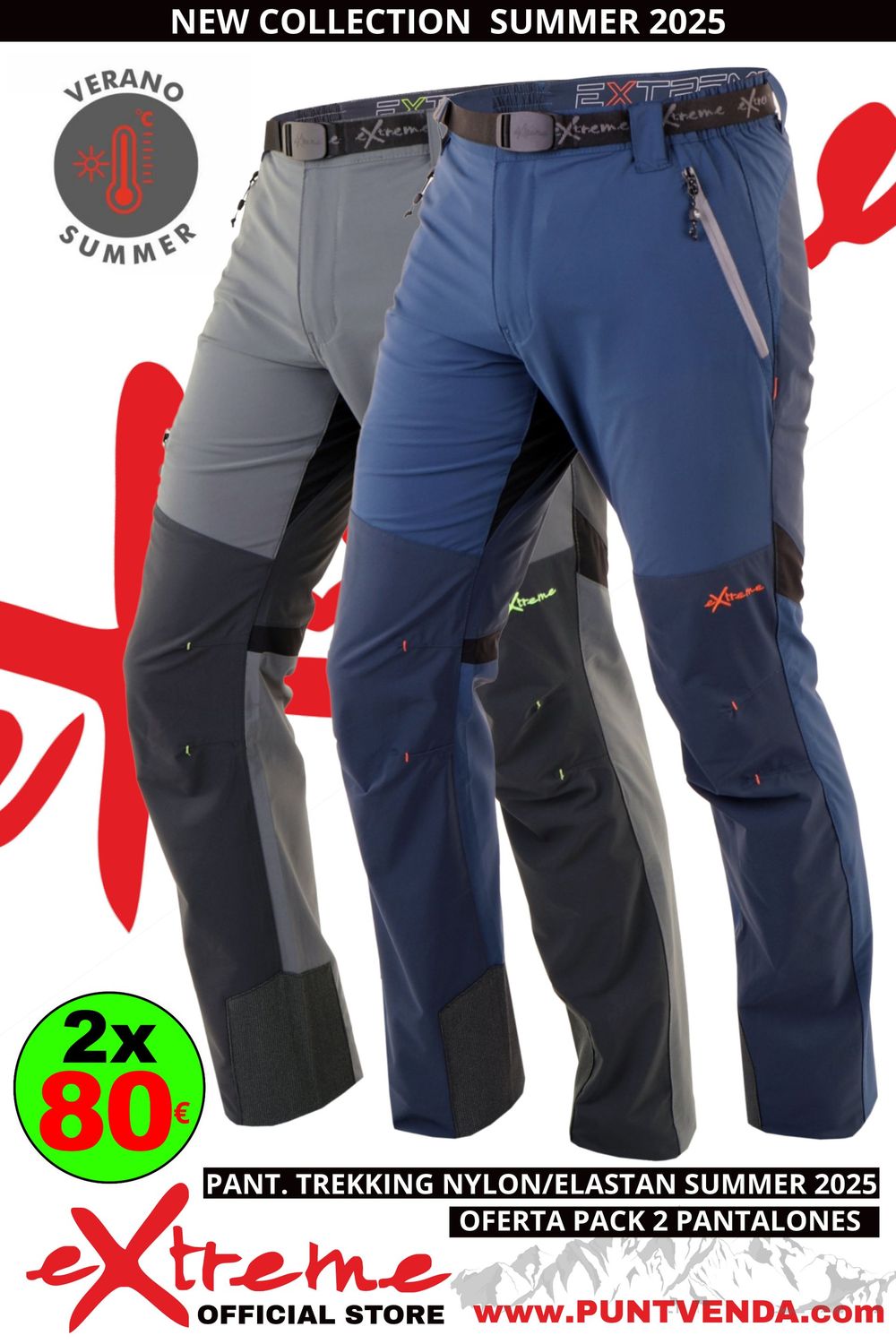 PACK 2 PANTALONES NEWWOOD EXTREME BING AZUL - GRIS