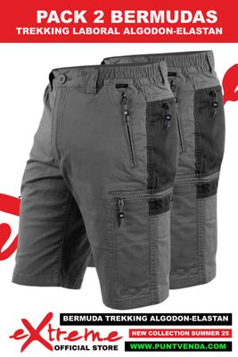 Pack 2 Bermudas  Laboral Trekking Algodón/Elastán Newwood - Extreme