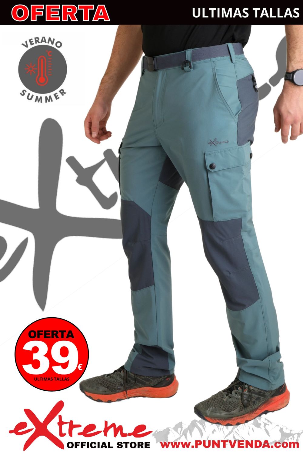 Pantalón Trekking Extreme - Nylon/Spandex Hombre Hanger - pino