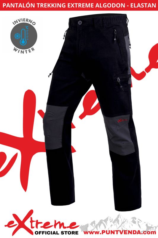 Pantalón Trekking  - Laboral EXTREME algodon - elastan -Negro - Invierno
