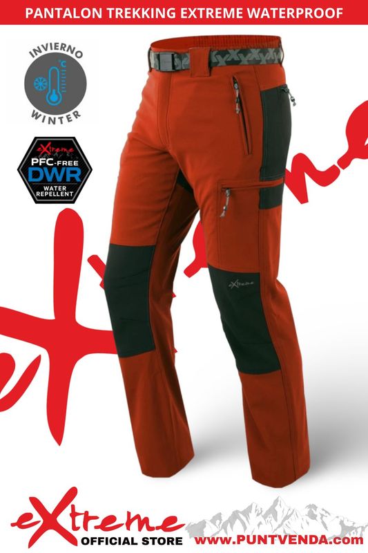 Pantalón Trekking  Extreme - Madeira waterproof - Naranja-negro