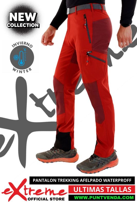 Pantalón Trekking  EXTREME Poliéster/Elastano -Perchado Hombre - Invierno - Geiser Naranja