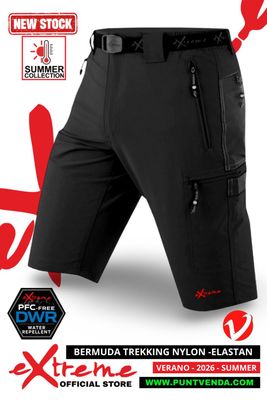 Bermuda Trekking  Nylon-Elastán Extreme Hombre Negro-Gris - 2026