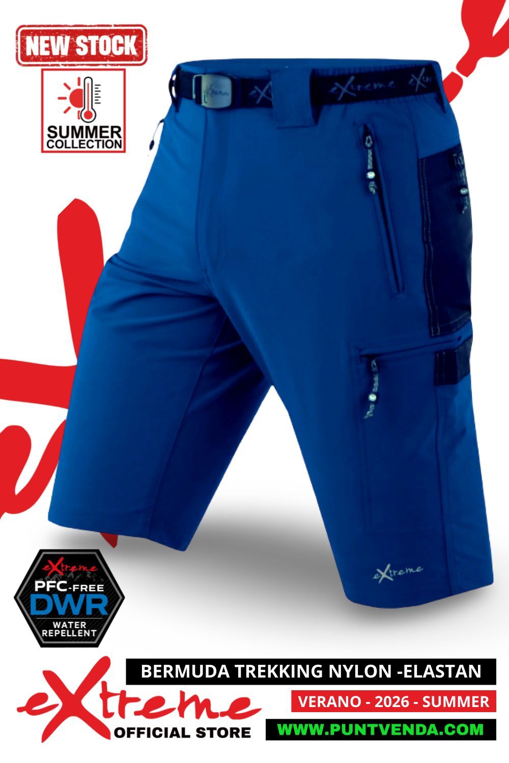 Bermuda Trekking  Nylon-Elastán Extreme Hombre  Azul Índigo