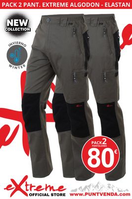 Pack 2 Pantalones Trekking - Laboral EXTREME algodon - elastan - caza - INVIERNO Pack 2 Pantalones Trekking - Laboral EXTREME algodon - elastan - caza - INVIERNO