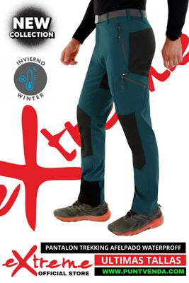 Pantalón Trekking  EXTREME Poliéster/Elastano -Perchado Hombre - Invierno - Geiser Azul